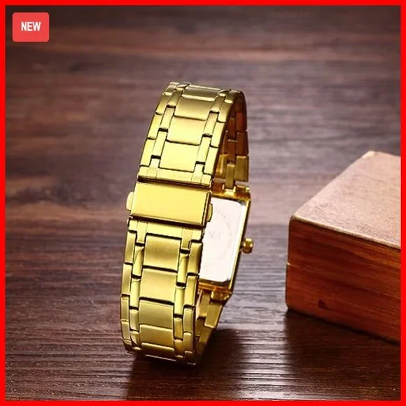 Men's Square Stainless Steel Analog Quartz Watch with Auto Date - Picture 3 of 7